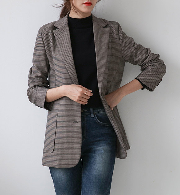 ピンチェックテーラードジャケット | ジャケット - 韓国ファッション