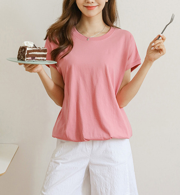コットン裾ゴムtシャツ 21trend 韓国ファッション Justone