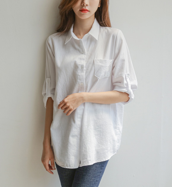 ロールアップスリーブシャツ シャツ 韓国ファッション Justone