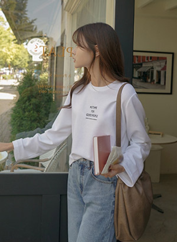 グッドピープル 織りネック セミクロプ Tシャツ 韓国