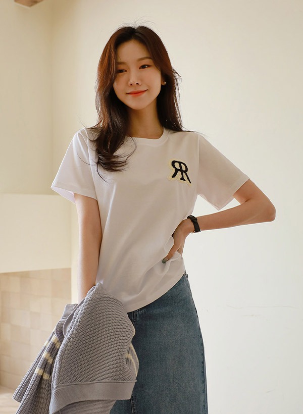 ボアパッチ半袖Tシャツ 韓国