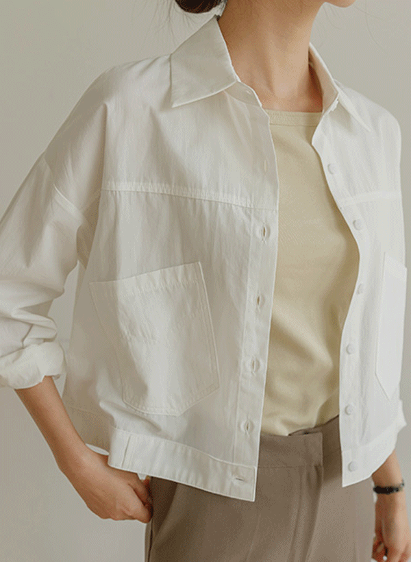 ヌヒ 綿 セミクロップ シャツ ジャケット 韓国